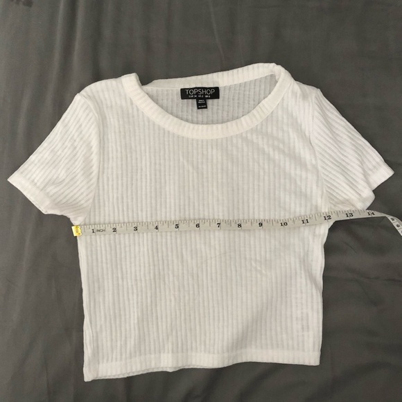 TOPMAN White Ribbed Crop  T-Shirt - Picture 6 of 9